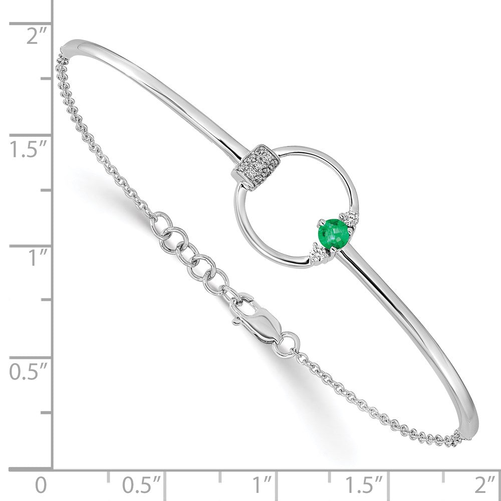14k White Gold Diamond and Circle 7in w/.5in ext Bracelet