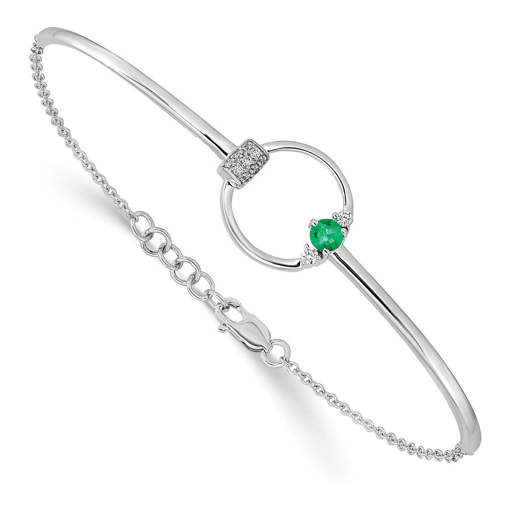 14k White Gold Diamond and Circle 7in w/.5in ext Bracelet