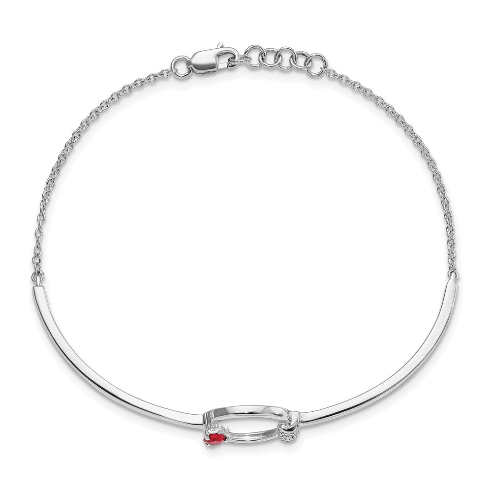 14k White Gold Diamond and Circle 7in w/.5in ext Bracelet