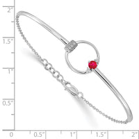 Thumbnail for 14k White Gold Diamond and Circle 7in w/.5in ext Bracelet