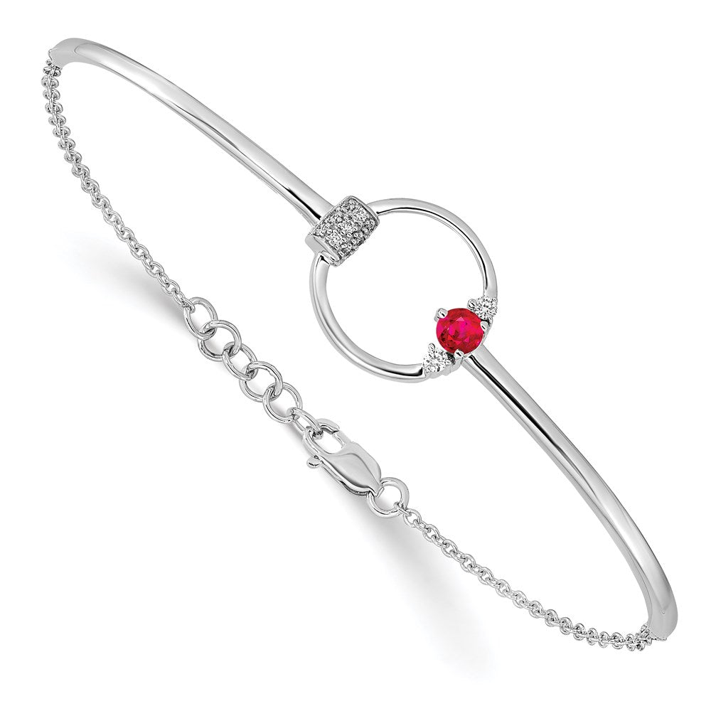 14k White Gold Diamond and Circle 7in w/.5in ext Bracelet