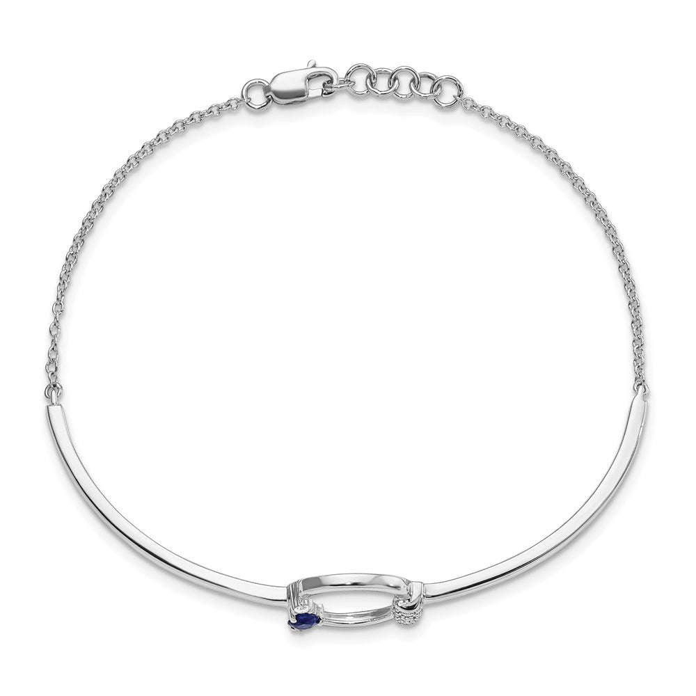 14k White Gold Diamond and Circle 7in w/.5in ext Bracelet