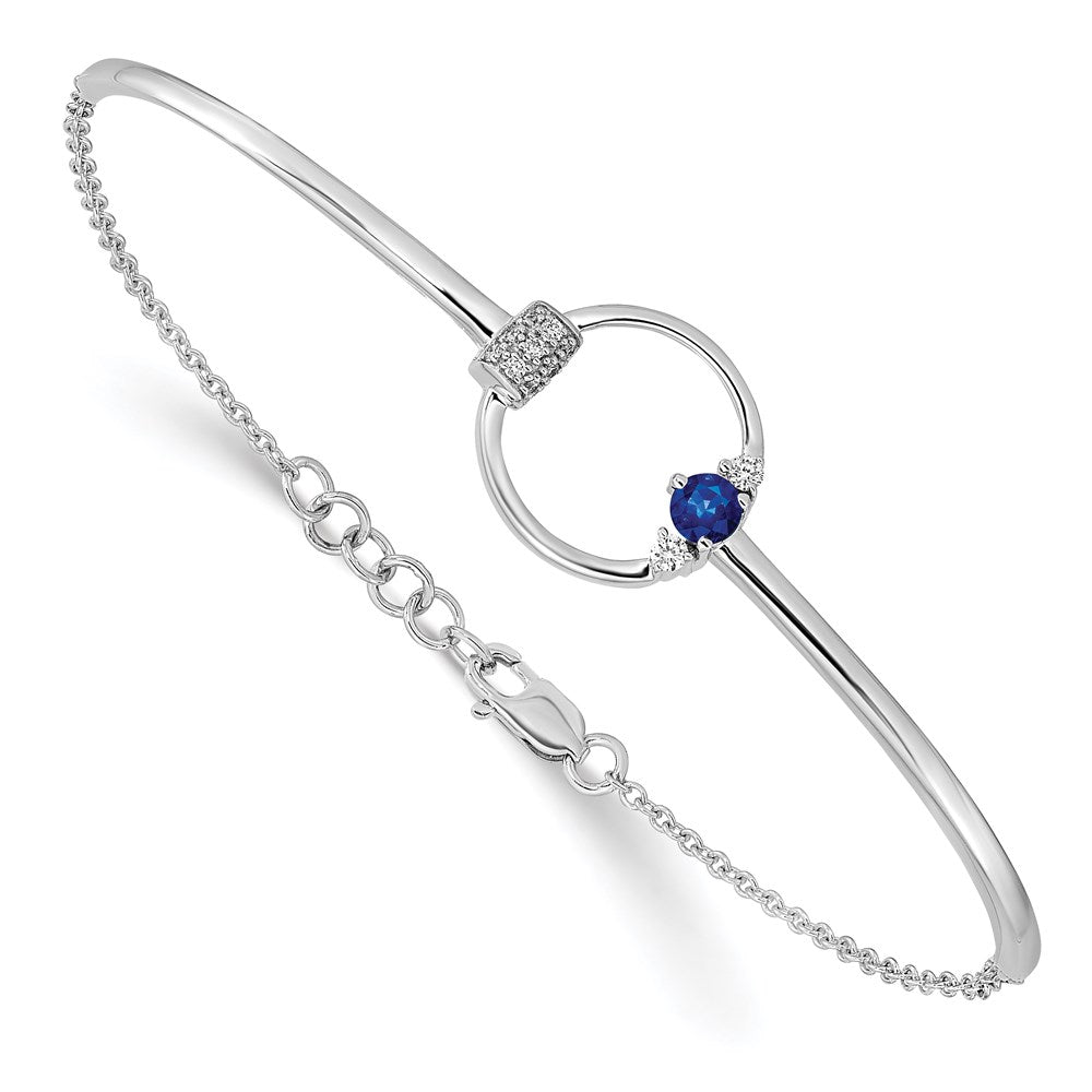 14k White Gold Diamond and Circle 7in w/.5in ext Bracelet