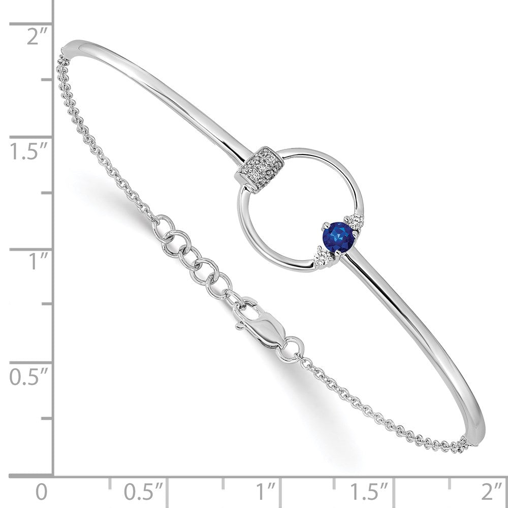 14k White Gold Diamond and Circle 7in w/.5in ext Bracelet