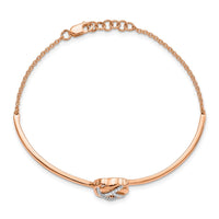 Thumbnail for 14k Rose Gold Polished Diamond Love Knot 7in w/.5in ext Bracelet