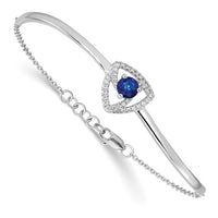 Thumbnail for 14k White Gold Diamond/Sapphire Triangles 7in w/.5in ext Bracelet