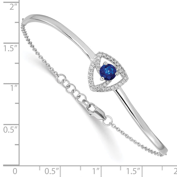 14k White Gold Diamond/Sapphire Triangles 7in w/.5in ext Bracelet