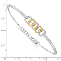 Thumbnail for 14k Two-tone Polished Diamond Circles Bar 7in w/.5in ext Bracelet