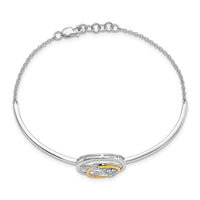 Thumbnail for 14k Two-tone Diamond Circle Cluster Bar 7in w/.5in ext Bracelet