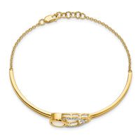 Thumbnail for 14k Polished Diamond & Opal Circle Bar 7in w/.5in ext Bracelet