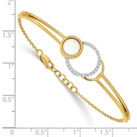 Thumbnail for 14k Polished Diamond & Opal Circle Bar 7in w/.5in ext Bracelet