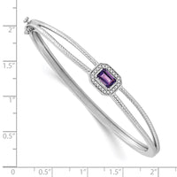 Thumbnail for 14k White Gold Emerald-shape Diamond Halo Bangle