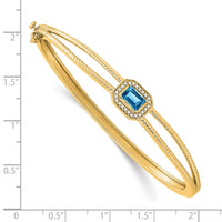 Thumbnail for 14k Emerald-shape Blue Topaz and Diamond Halo Bangle