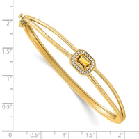 Thumbnail for 14k Emerald-shape Citrine and Diamond Halo Bangle