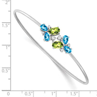 Thumbnail for 14k White Gold Blue Topaz/Peridot/Diamond Bangle