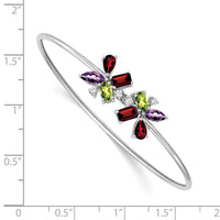 Thumbnail for 14k White Gold Amethyst/Peridot/Garnet/Diamond Bangle