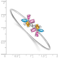 Thumbnail for 14k White Gold Blue Topaz/Citrine/Cr.Pk. Sapphire/Diamond Bangle