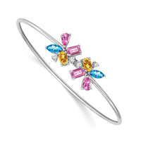 Thumbnail for 14k White Gold Blue Topaz/Citrine/Cr.Pk. Sapphire/Diamond Bangle