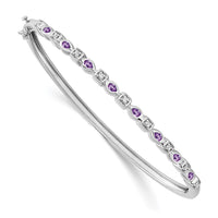 Thumbnail for 14k White Gold Amethyst and Diamond Bangle