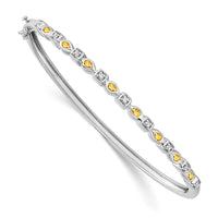 Thumbnail for 14k White Gold Citrine and Diamond Bangle