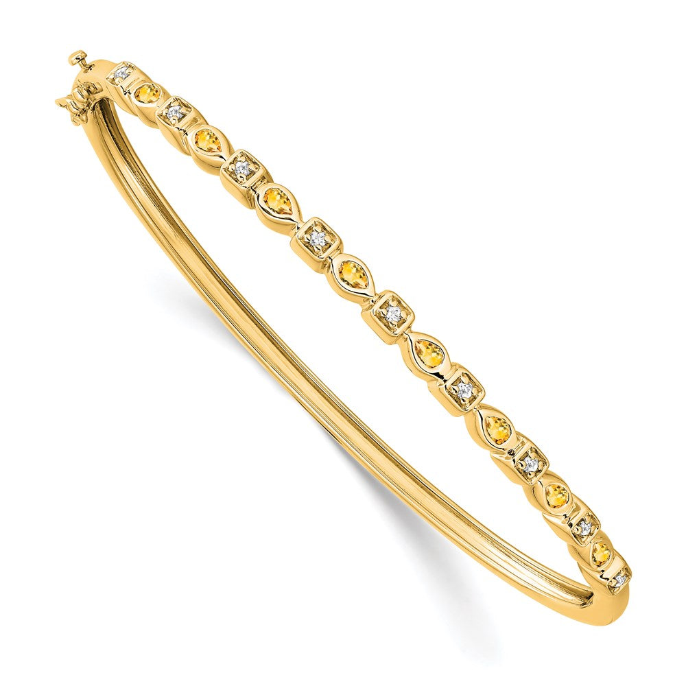 14k Citrine and Diamond Bangle