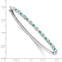 Thumbnail for 14k White Gold Emerald and Diamond Bangle