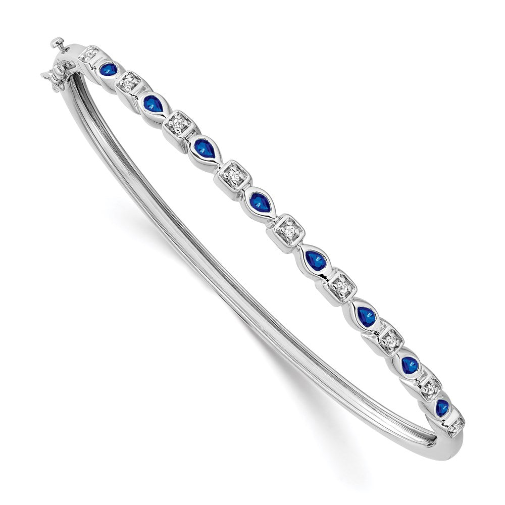 14k White Gold Sapphire and Diamond Bangle