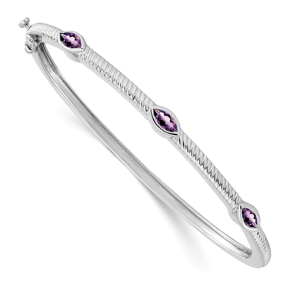14k White Gold Marquise Bangle