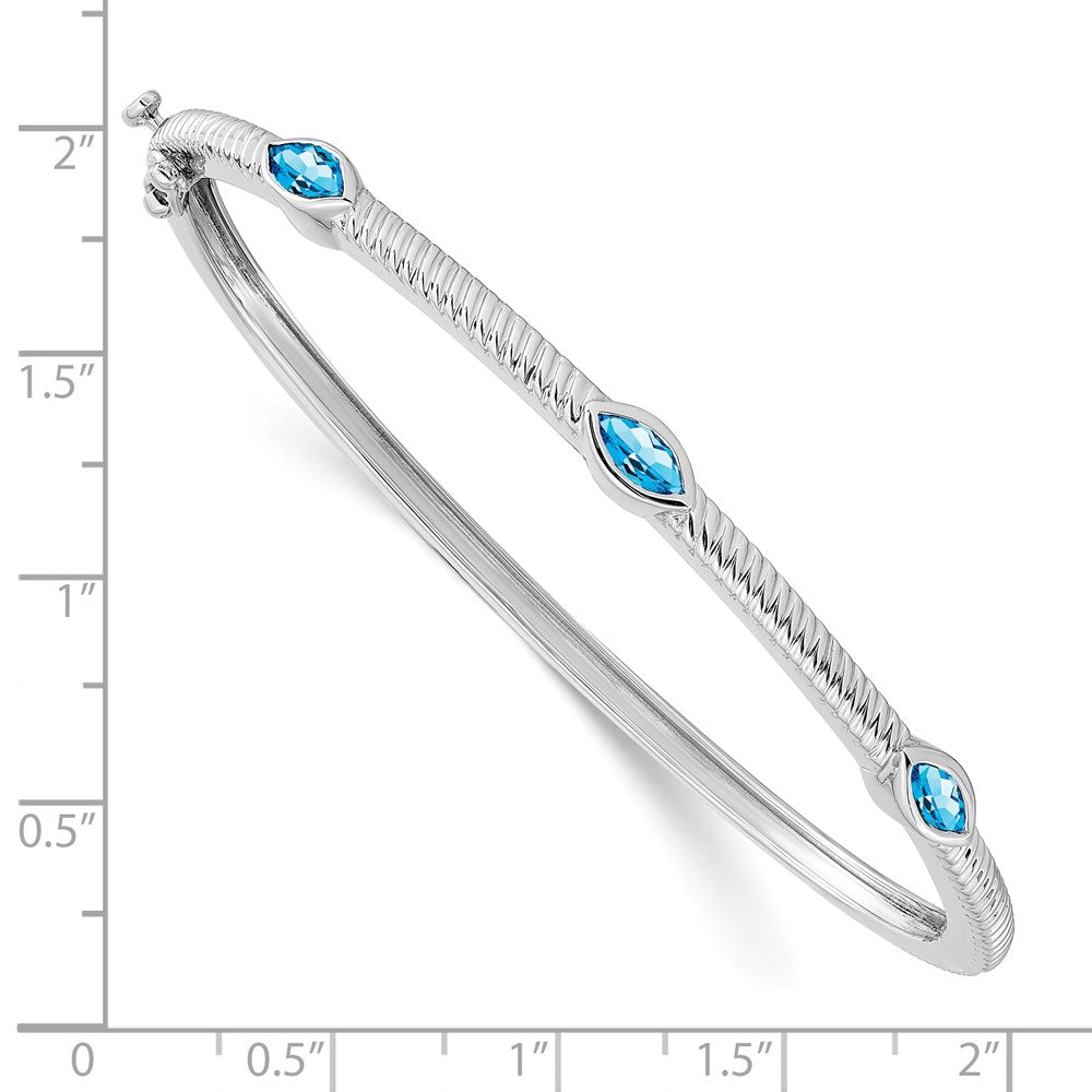 14k White Gold Marquise Bangle
