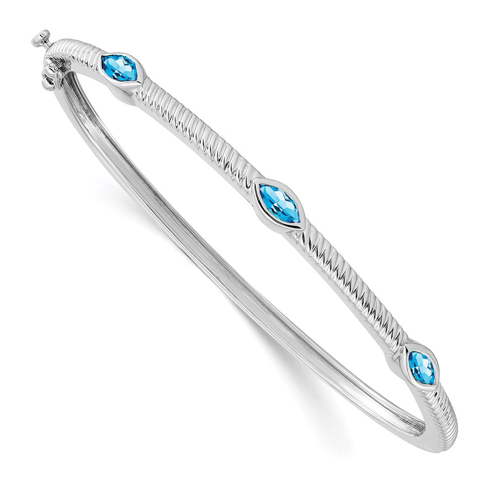 14k White Gold Marquise Bangle