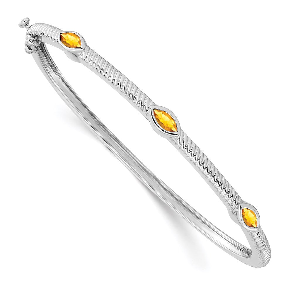 14k White Gold Marquise Bangle