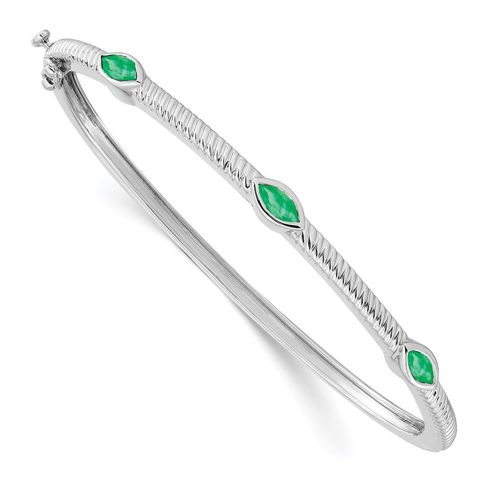 14k White Gold Marquise Bangle