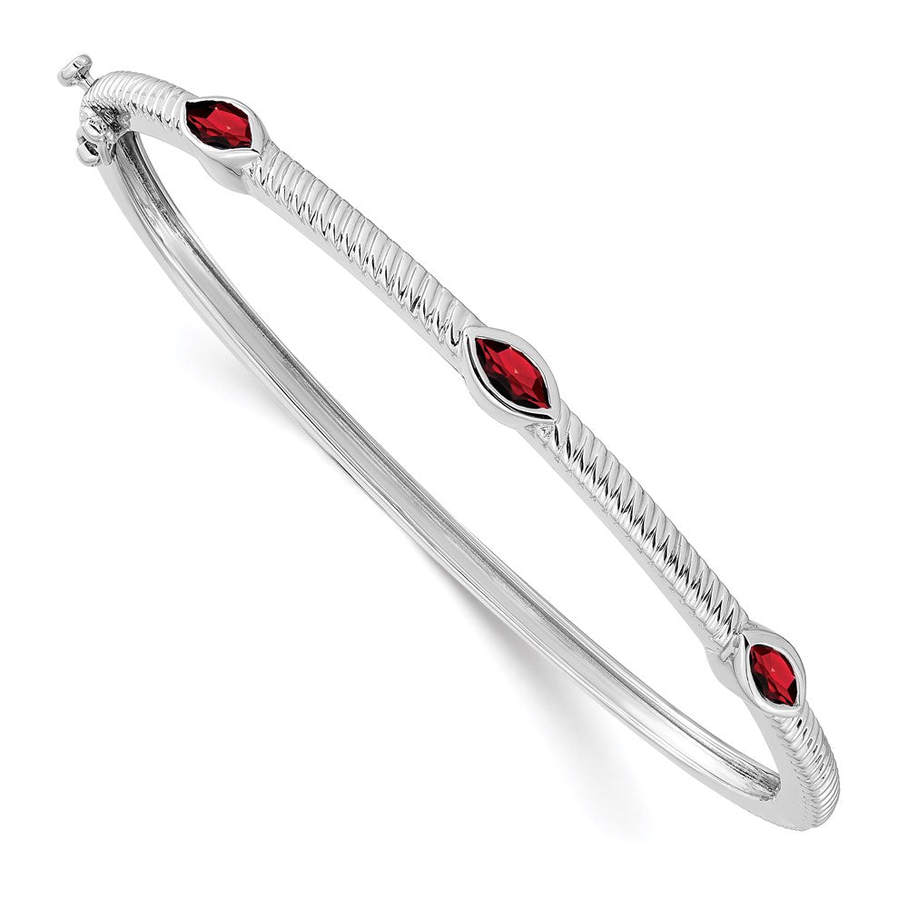 14k White Gold Marquise Bangle