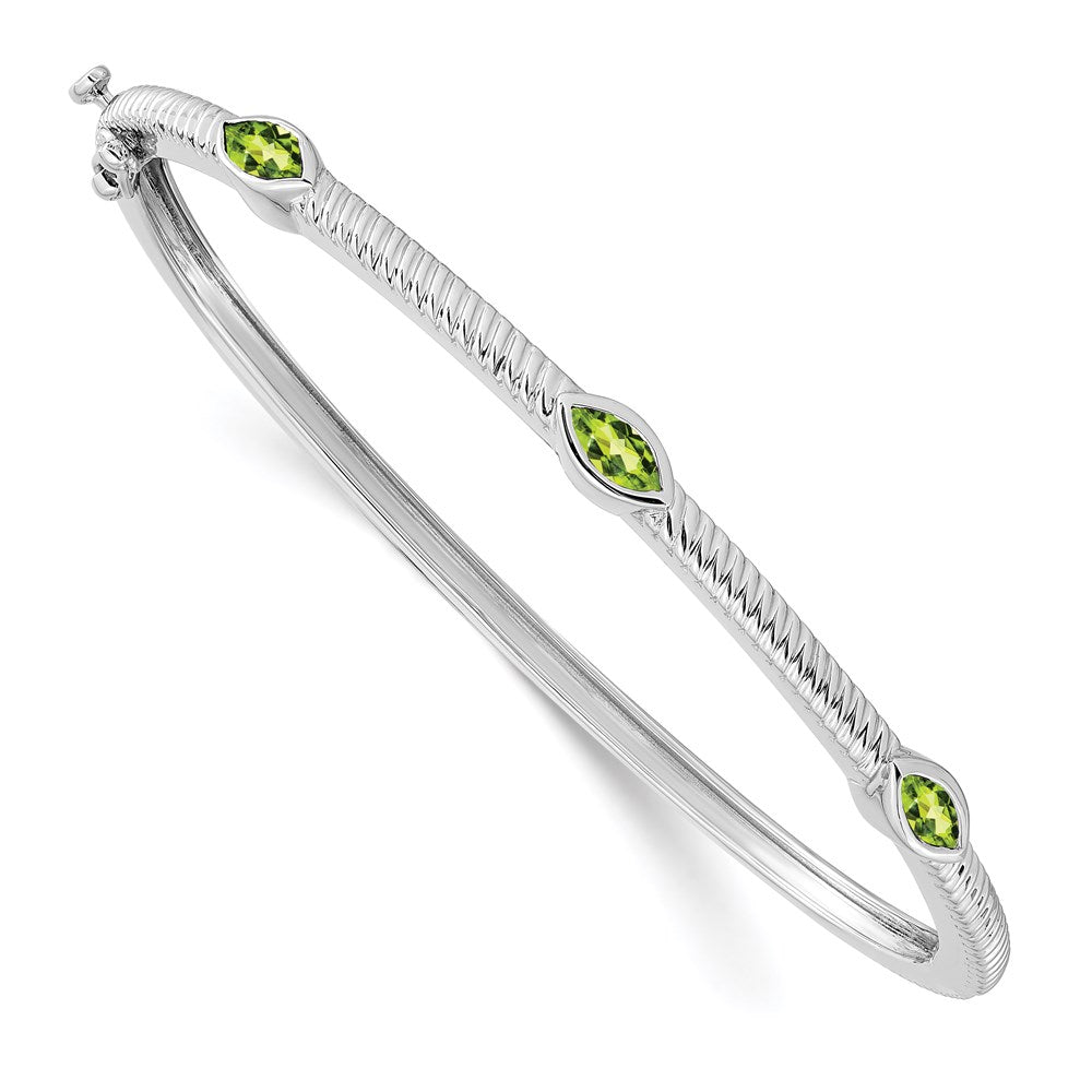 14k White Gold Marquise Bangle