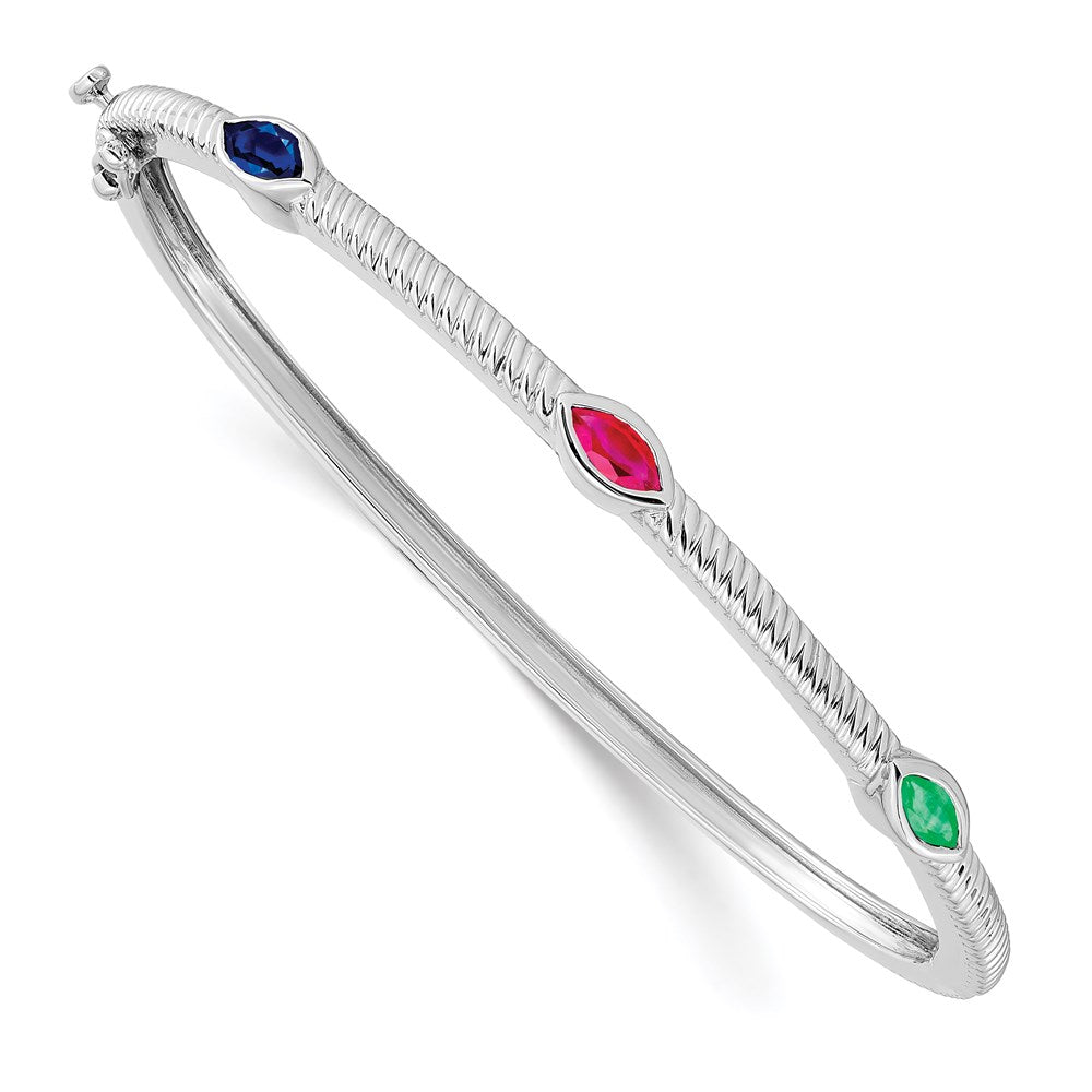 14k White Gold Marquise Bangle