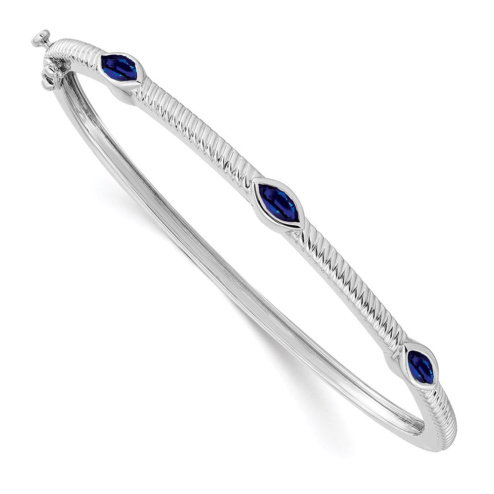 14k White Gold Marquise Bangle
