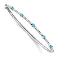 Thumbnail for 14k White Gold Turquoise and White Topaz Bangle