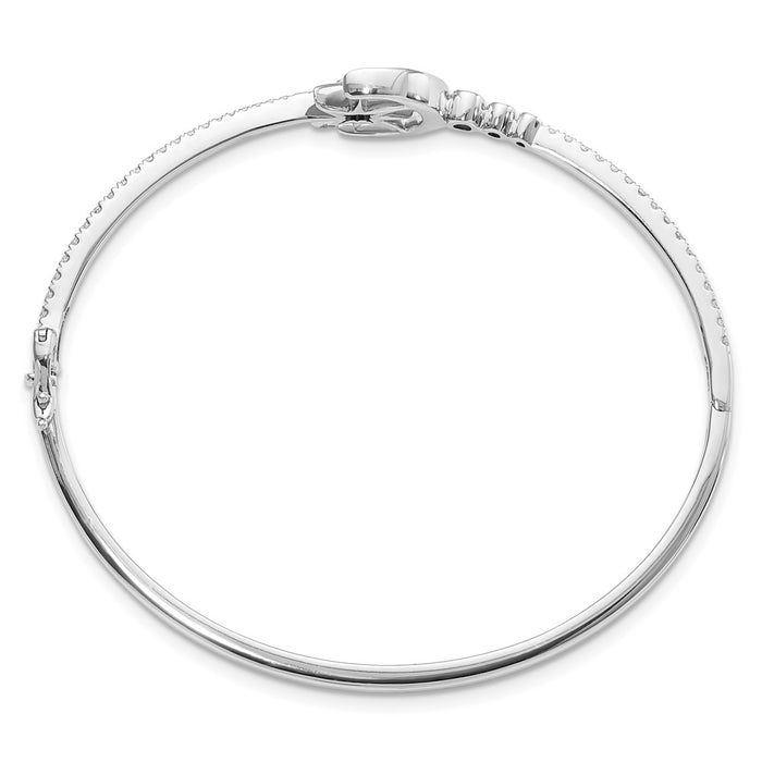 14k White Gold Diamond Star & Moon Bangle