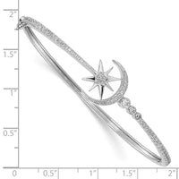 Thumbnail for 14k White Gold Diamond Star & Moon Bangle
