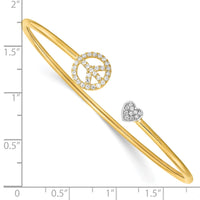 Thumbnail for 14k Two-tone Diamond Peace & Heart Cuff Bangle
