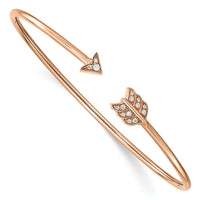 Thumbnail for 14k Rose Gold Diamond Arrow Cuff Bangle