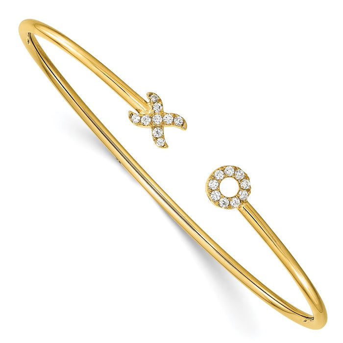 14k Diamond X & O Cuff Bangle