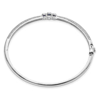 Thumbnail for 14k White Gold Emerald and Diamond Bangle
