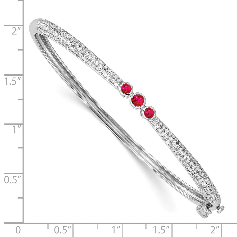 14k White Gold Emerald and Diamond Bangle