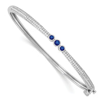 Thumbnail for 14k White Gold Emerald and Diamond Bangle