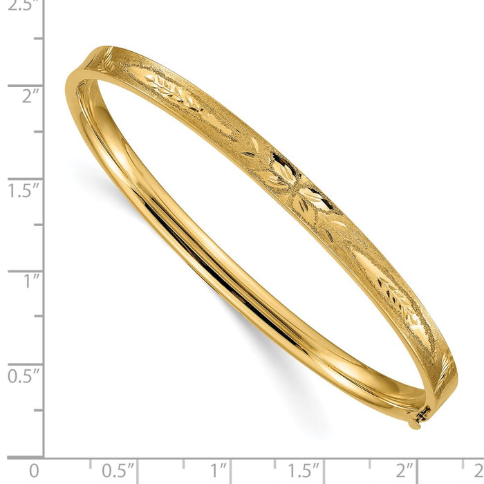 14k 3/16 Oversize Diamond-cut Concave Hinged Bangle Bracelet