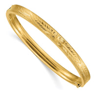 Thumbnail for 14k 4/16 Oversize Diamond-cut Concave Hinged Bangle Bracelet