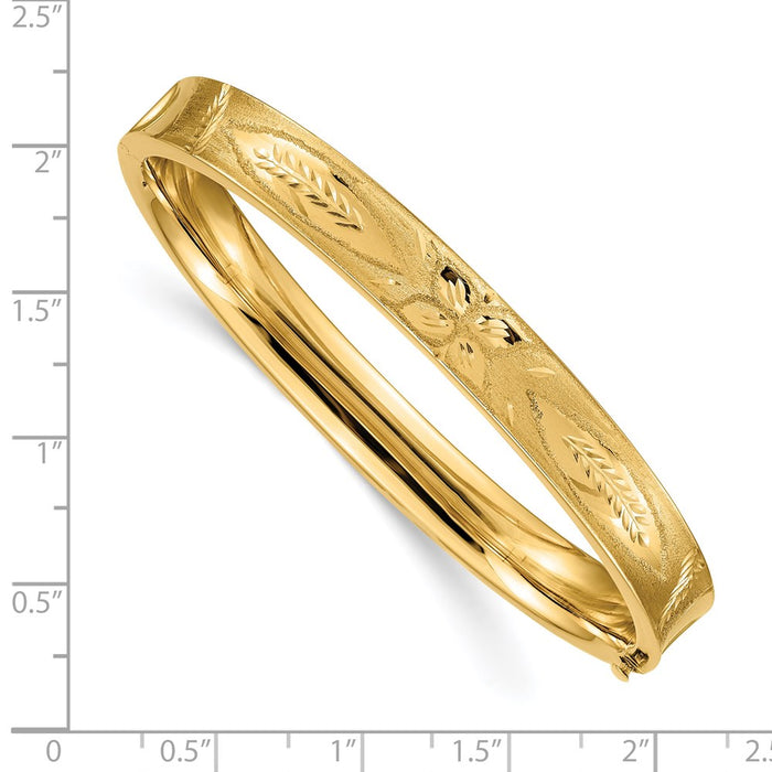 14k 5/16 Oversize Diamond-cut Concave Hinged Bangle Bracelet