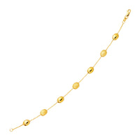 Thumbnail for 14k Yellow Gold Bracelet with Textured and Polished Pebble Stations