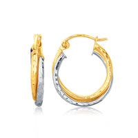 Thumbnail for 14k Two-Tone Gold Interlaced Hoop Earrings with Hammered Texture